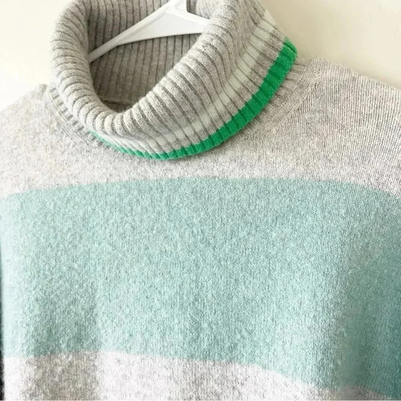 J.Crew Striped turtleneck sweater in Supersoft yarn Heather Grey Mint Size Large - Picture 7 of 12